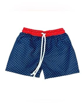 Cecil & Lou Polka Dot Swim Trunks Boys 12M Red White Blue Patriotic Hybrid